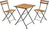 Bol.com Ambiance Bistroset -2 stoelen 39x44xH79 cm1 tafel 55x54xH71cm-teaklook- inklapbaar -metaal -hout FSC aanbieding