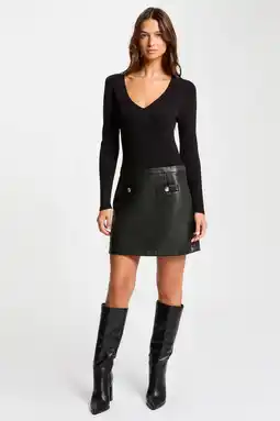 Wehkamp Morgan ribgebreide coated jurk zwart aanbieding