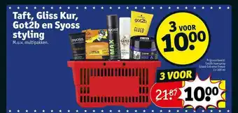 Kruidvat Taft, gliss kur, got2b en syoss styling 3x300 ml aanbieding