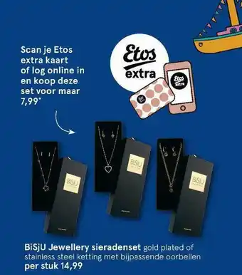 Etos Bisju jewellery sieradenset gold plated of stainless steel ketting met bijpassende oorbellen aanbieding