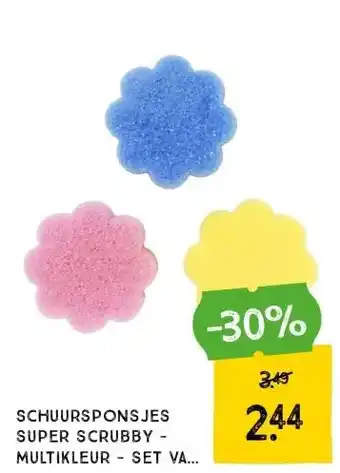 Xenos Schuursponsjes super scrubby - multikleur - set van 3 aanbieding