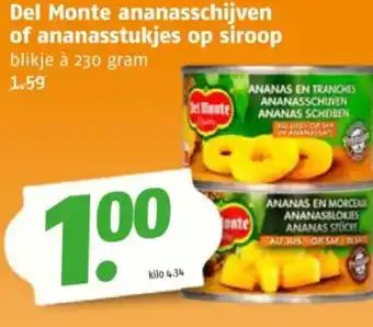Poiesz Del Monte ananasschijven of ananasstukjes op siroop aanbieding