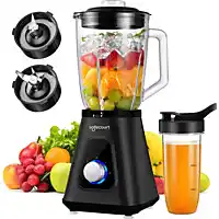 Bol.com Safecourt Kitchen Blender - Krachtige 1200 Watt Blender met To-Go Beker - 3 Standen - Zwart aanbieding