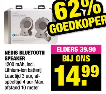 Big Bazar Nedis Bluetooth Speaker aanbieding