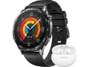 MediaMarkt Huawei Watch Gt5 46 Mm + Freebuds 5i (bundel) - Smartwatch Zwart aanbieding