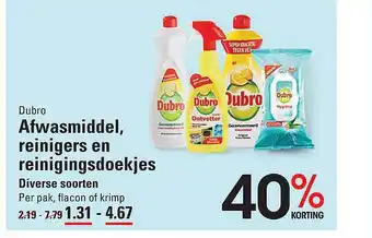 Sligro Dubro afwasmiddel, reinigers en reinigingsdoekjes aanbieding