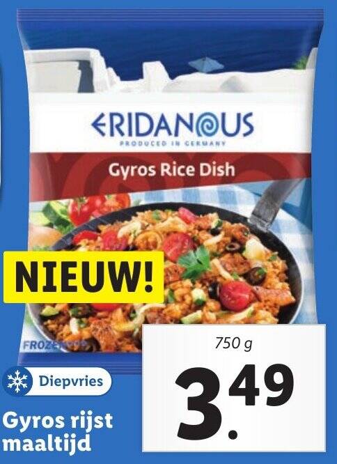 Gyros rijst maaltijd 750 gram aanbieding bij Lidl
