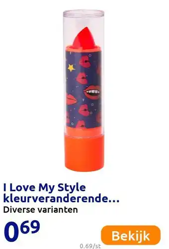 Action I Love My Style kleurveranderende lippenstift aanbieding