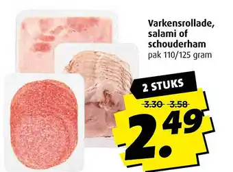 Boni Varkensrollade, salami of schouderham aanbieding