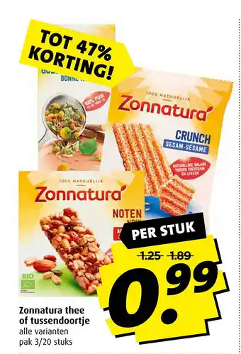 Boni Zonnatura thee of tussendoortje aanbieding