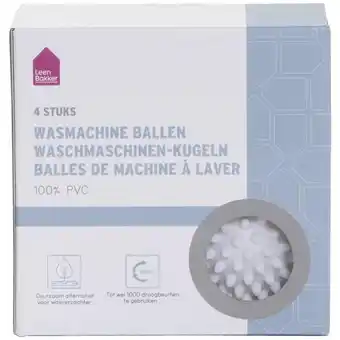 Leen Bakker Wasmachinebal 4 stuks - wit - Ø6 cm - Leen Bakker aanbieding