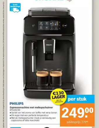 Albert Heijn Espressomachine met melkopschuimer aanbieding