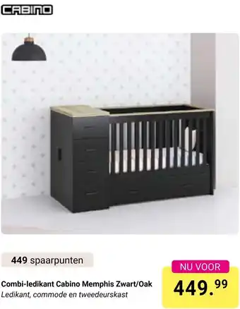 Van Asten BabySuperstore Combi-ledikant Cabino Memphis Zwart/Oak aanbieding