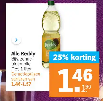 Albert Heijn Alle Reddy Bijv. zonnebloemolie Fles 1 liter aanbieding