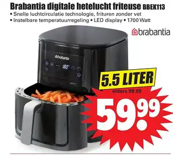 Dirk Brabantia Digitale Hetelucht Friteuse BBEK113 5.5 Liter aanbieding