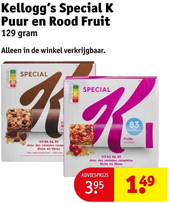 Kellogg's Special K Puur en Rood Fruit 129 gram aanbieding bij Kruidvat