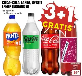 MCD Supermarkt COCA-COLA, FANTA, SPRITE EN/OF FERNANDES aanbieding