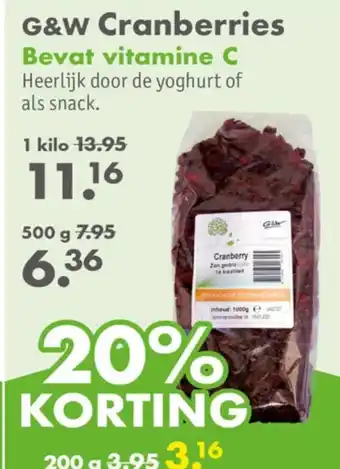 Gezond & Wel G&W Cranberries aanbieding