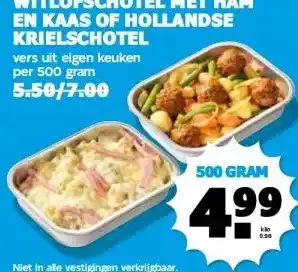 Boon`s Markt WITLOFSCHOTEL MET HAM EN KAAS OF HOLLANDSE KRIELSCHOTEL aanbieding