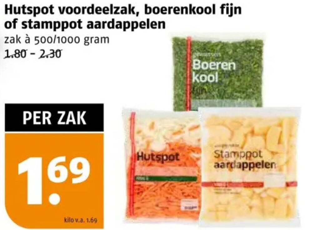 Hutspot voordeelzak, boerenkool fijn of stamppot aardappelen aanbieding