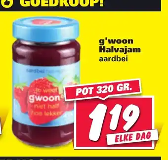 Nettorama G'woon Halvajam aardbei 320gr. aanbieding