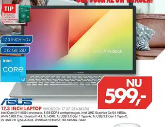 Vobis Asus 17,3 Inch Laptop Vivobook 17 X712EA-BX176T aanbieding