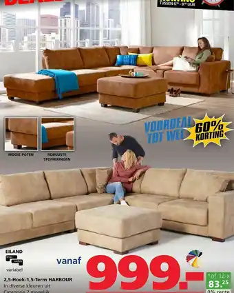 Seats and Sofas 2,5-Hoek-1,5-Term Harbour 60% Korting aanbieding