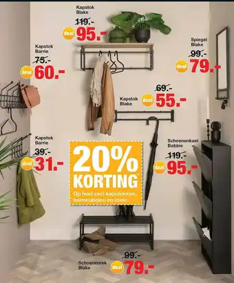 Budget Home Store Kapstok Barrie, Kapstok Blake, Schoenenrek Blake Of Schoenenkast Bobbie 20% Korting aanbieding