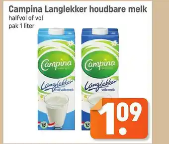 Lekker Makkelijk Campina Langlekker Houdbare Melk Halfvol Of Vol aanbieding