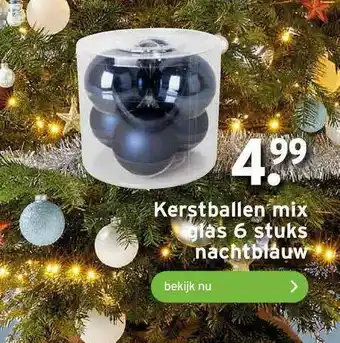 GAMMA Kerstballen Mix Glas 6 Stuks Nachtblauw aanbieding