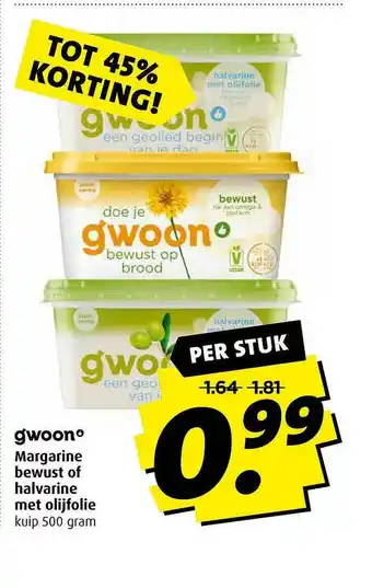 Boni Gwoon Margarine Bewust Of Halvarine Met Olijfolie Tot 45% Korting aanbieding