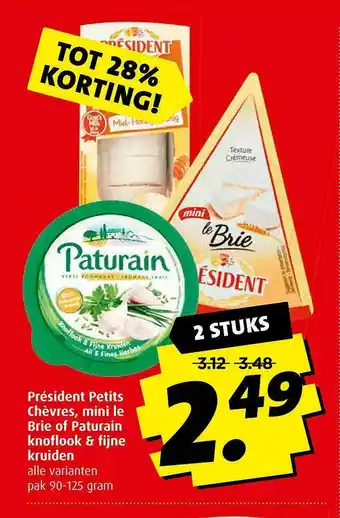 Boni Président Petits Chèvres, Mini Le Brie Of Paturain Knoflook & Fijne Kruiden Tot 28% Korting aanbieding