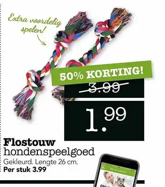 Dierspecialist Flostouw Hondenspeelgoed 50% Korting aanbieding