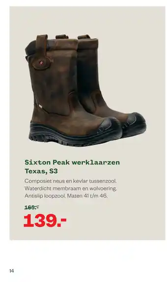 Welkoop Sixton Peak Texas - Werklaarzen aanbieding