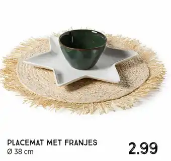 Xenos Placemat met franjes 38 cm aanbieding