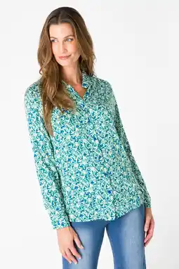 Wehkamp ES&SY blouse met all over print turqoise aanbieding