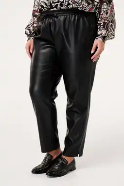 Wehkamp MS Mode imitatieleren straight fit broek zwart aanbieding