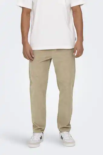 Wehkamp ONLY & SONS corduroy tapered fit broek ONSLINUS beige aanbieding