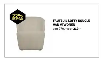 Nijhof Fauteuil lofty boucle van vtwonen aanbieding