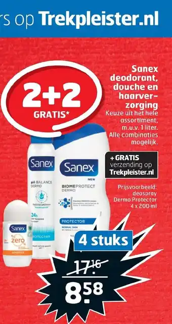 Trekpleister Sanex deodorant, douche en haarverzorging aanbieding