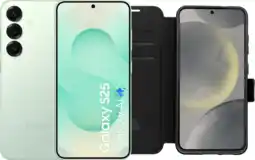 Coolblue Samsung Galaxy S25 128GB Mint 5G + BlueBuilt Book Case Zwart aanbieding