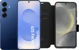 Coolblue Samsung Galaxy S25 256GB Donkerblauw 5G + BlueBuilt Book Case Zwart aanbieding
