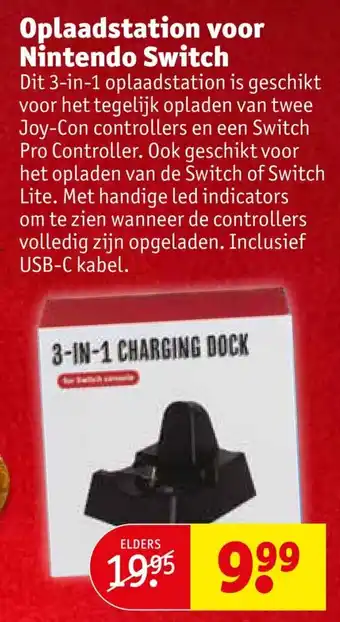 Kruidvat Oplaadstation voor Nintendo Switch aanbieding