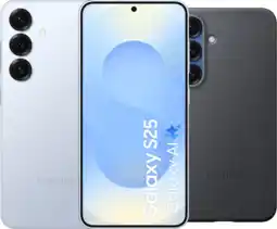 Coolblue Samsung Galaxy S25 128GB Lichtblauw 5G + Samsung Kindsuit Back Cover Zwart aanbieding