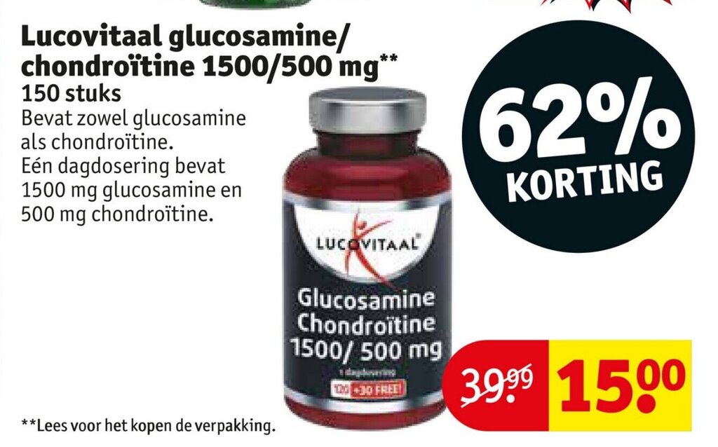 Lucovitaal glucosamine/ chondroitine 1500/500 mg aanbieding bij Kruidvat