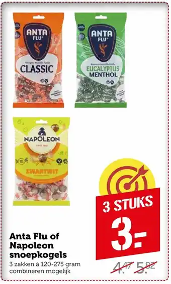 Coop Anta Flu of Napoleon snoepkogels 3 stuks aanbieding