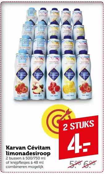 Coop Karvan Cevitam limonadesiroop 2 bussen a 500/700 ml 2 stuks aanbieding