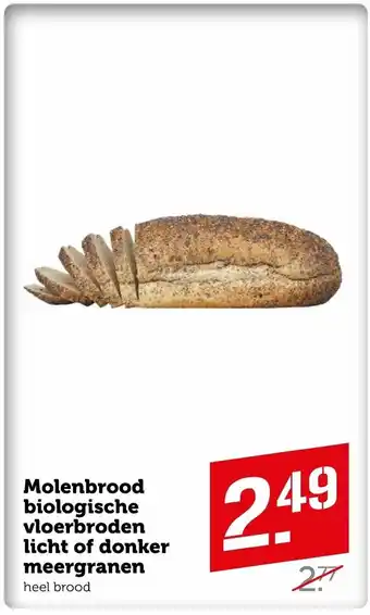 Coop Molenbrood biologische vloerbroden licht of donker meergranen aanbieding