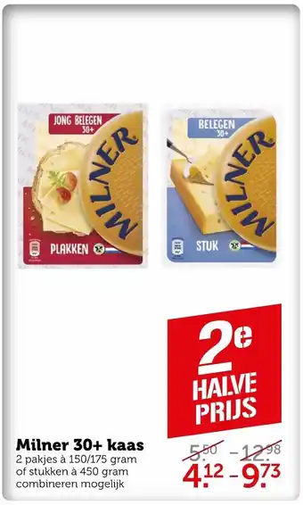 Coop Milner 30+ kaas 2 pakjes a 150/175 gram aanbieding