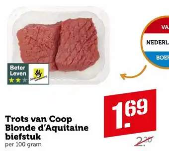 Coop Trots van Coop Blonde d'Aquitaine biefstuk 100 gram aanbieding